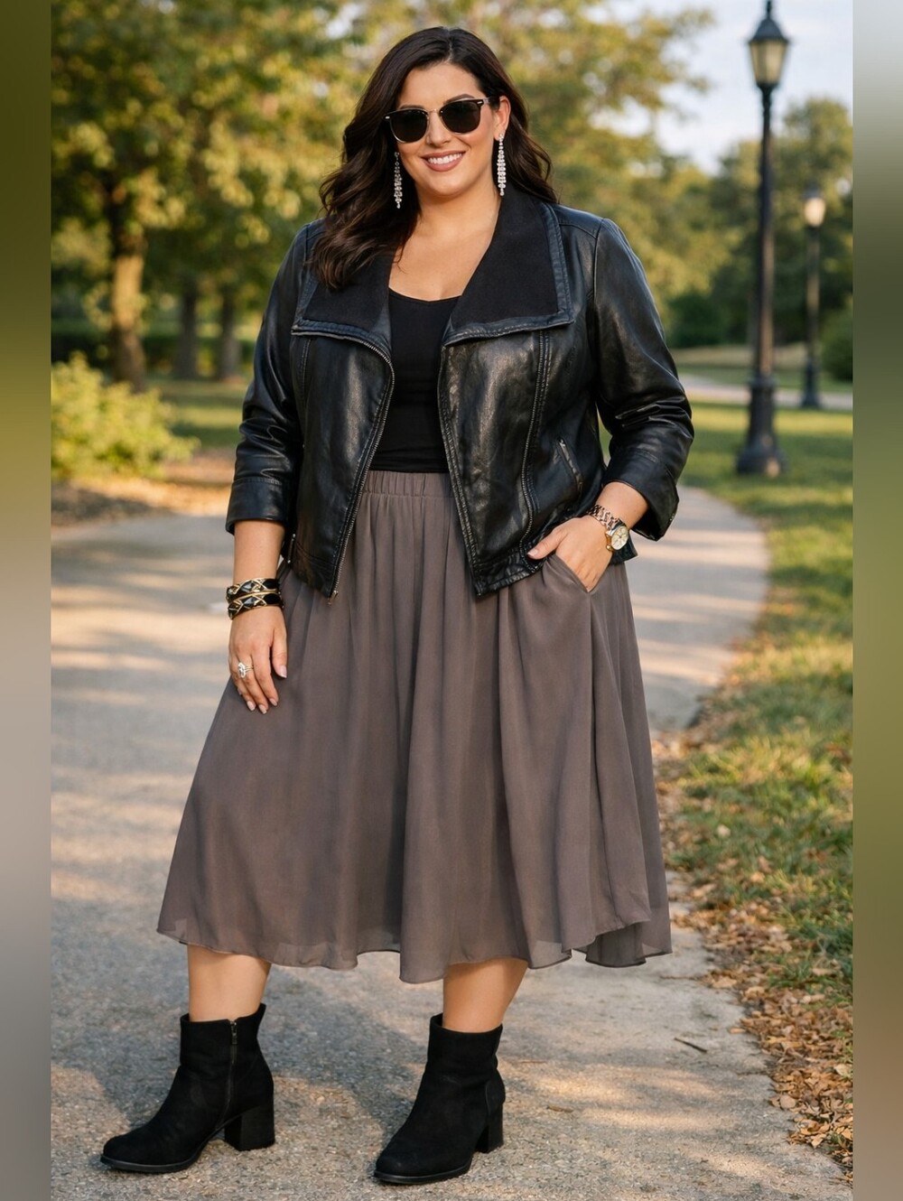 Ava & Viv Black Faux Leather Moto Jacket with Knit Panels Plus Size 2X